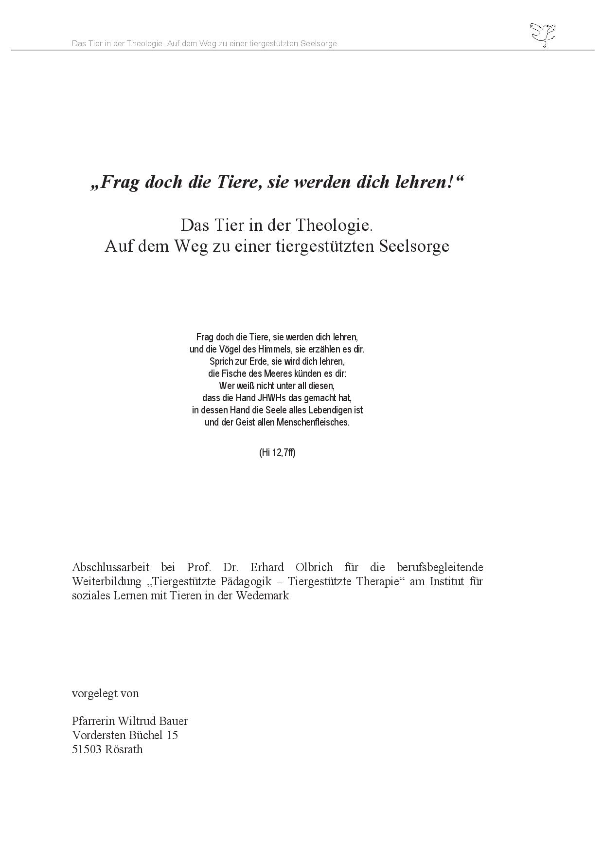 Titelbild Frag doch die Tiere sie werden dich lehren